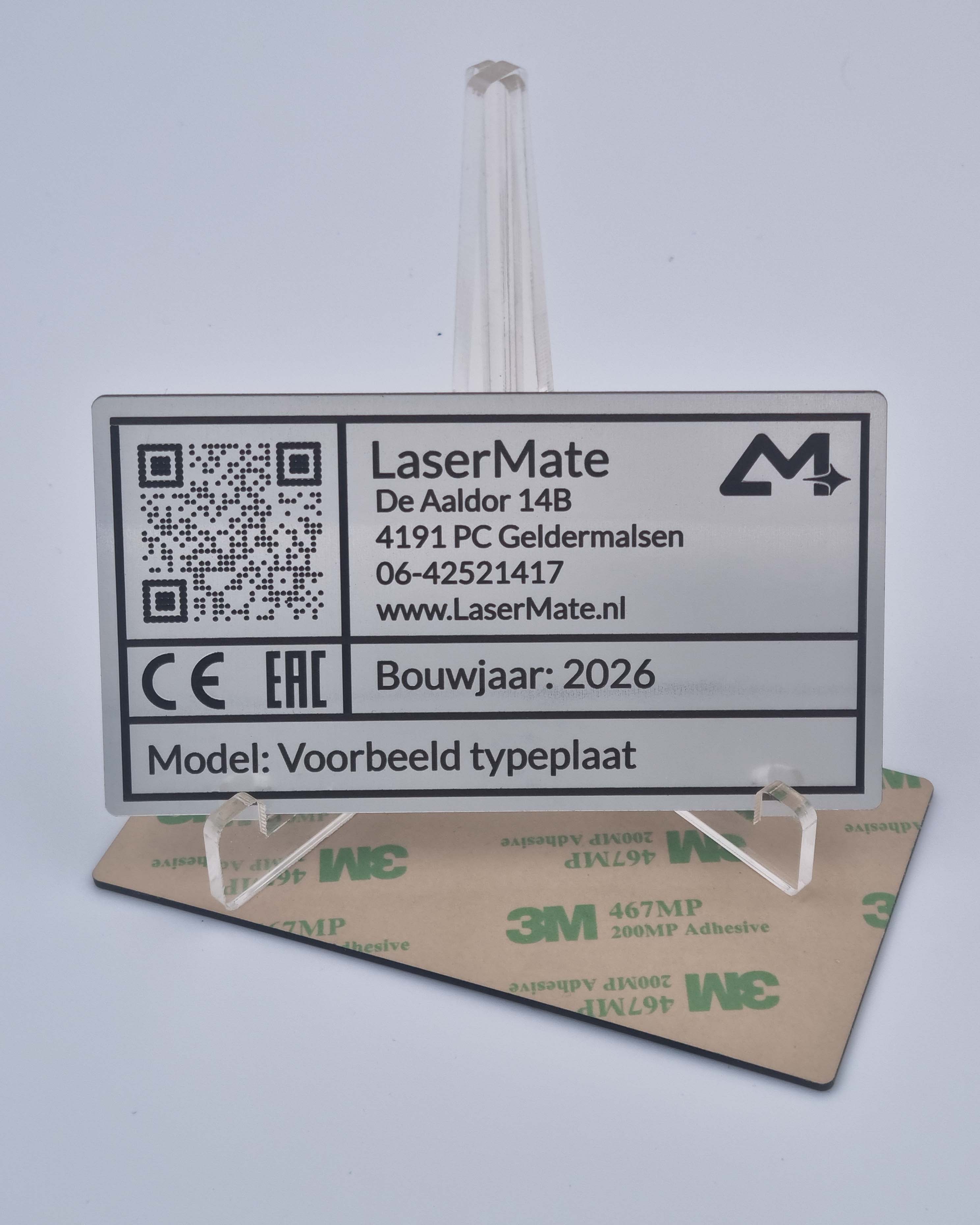 LaserMate voorbeeld typeplaat
